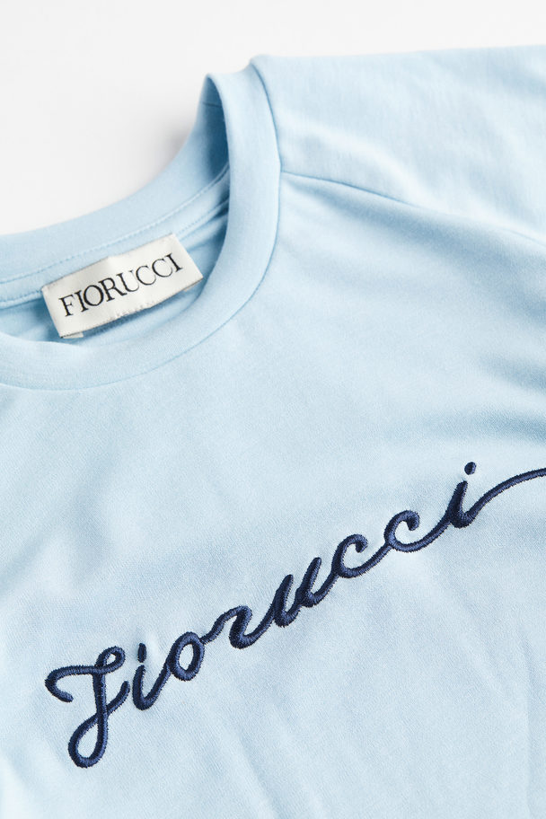 Fiorucci Ruched Edge Squiggle Logo T-shirt Blå