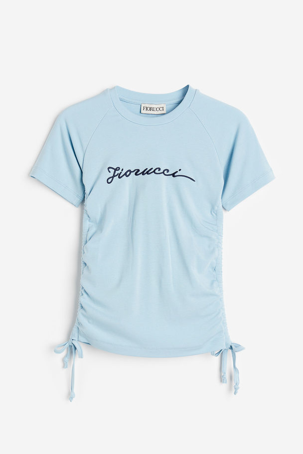 Fiorucci Squiggle Logo-t-shirt Mit Rüschensaum Blau