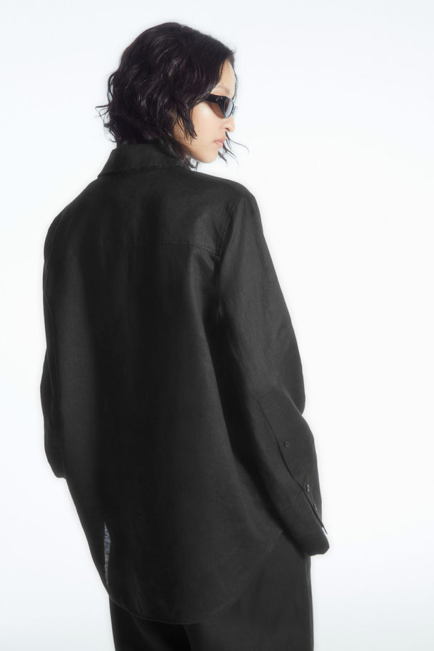 COS Wide-sleeved Linen Shirt Black