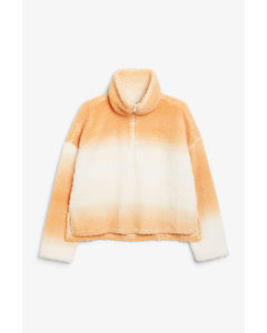 Faux Fleece Half-zip Sweater Faded Peach