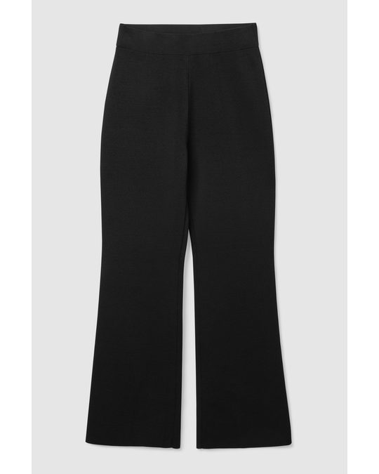 COS Flared Knitted Trousers Black