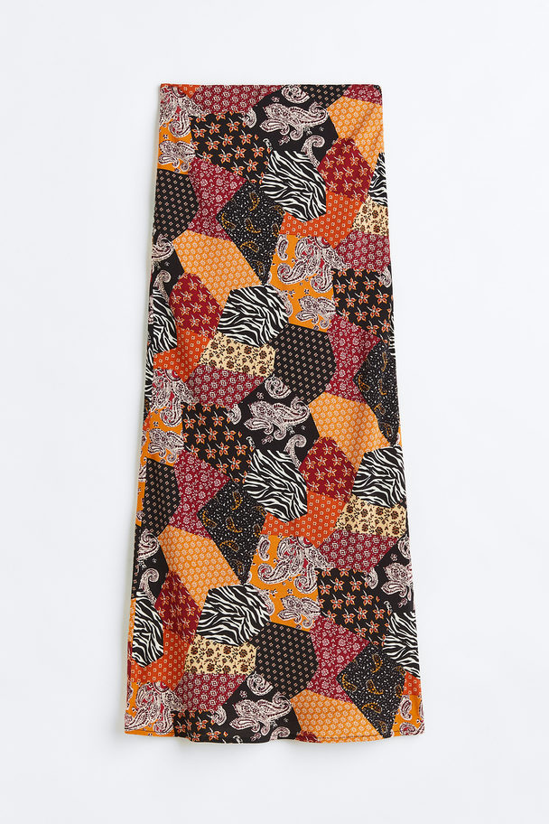 H&M Patterned Skirt Brown/block-patterned
