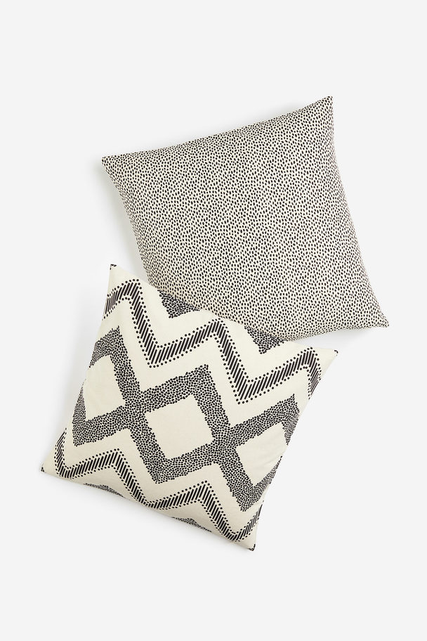 H&M HOME 2-pack Cotton Canvas Cushion Covers Dark Grey/patterned