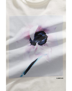 T-Shirt mit Print Weiß/Blume