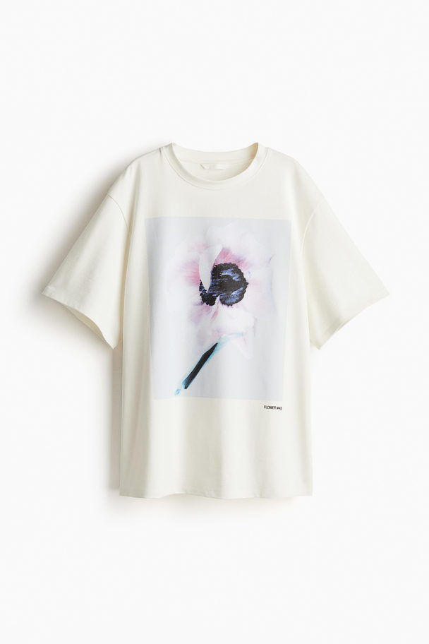 H&M T-shirt Met Print Wit/bloem
