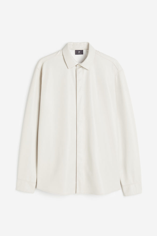 H&M Overhemd Met Coating - Regular Fit Lichttaupe