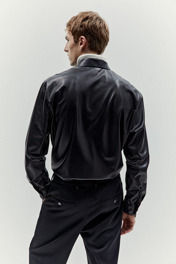 H&M Regular Fit Coated Shirt Black