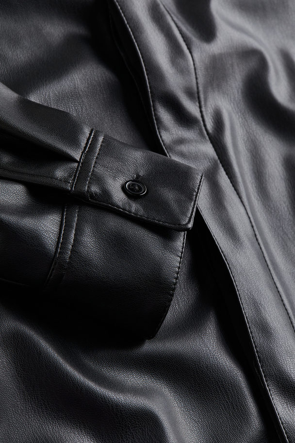 H&M Regular Fit Coated Shirt Black