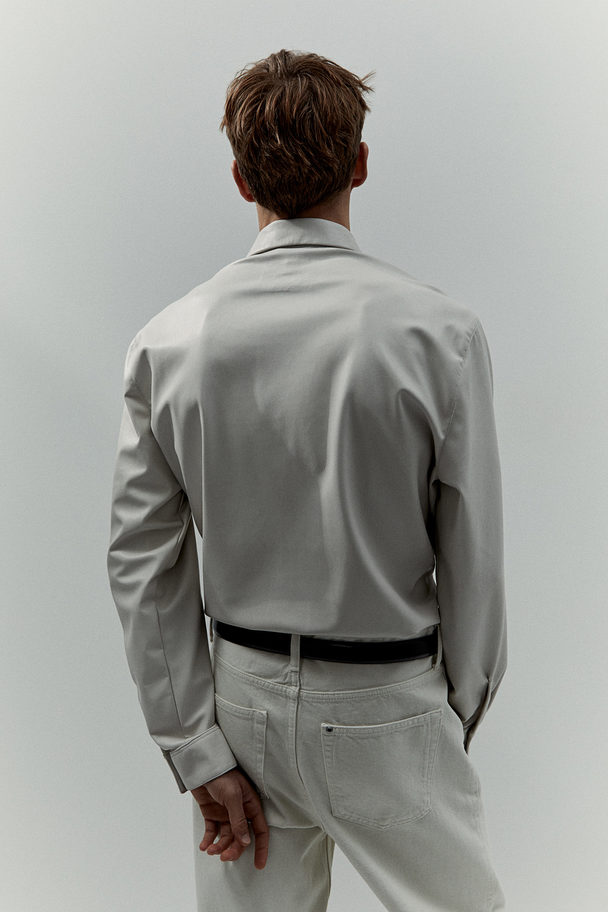 H&M Overhemd Met Coating - Regular Fit Lichttaupe