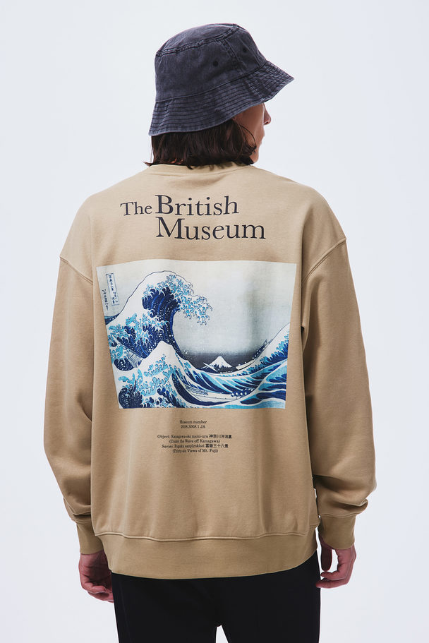H&M Loose Fit Sweatshirt Beige/the British Museum