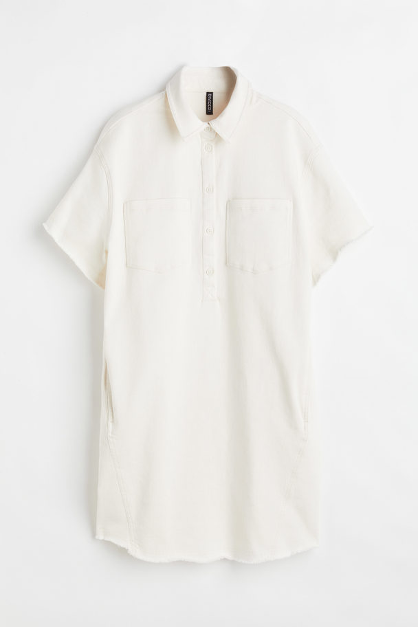 H&M Cotton Twill Shirt Dress Cream