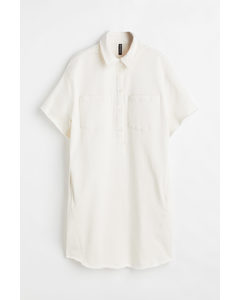 Cotton Twill Shirt Dress Cream