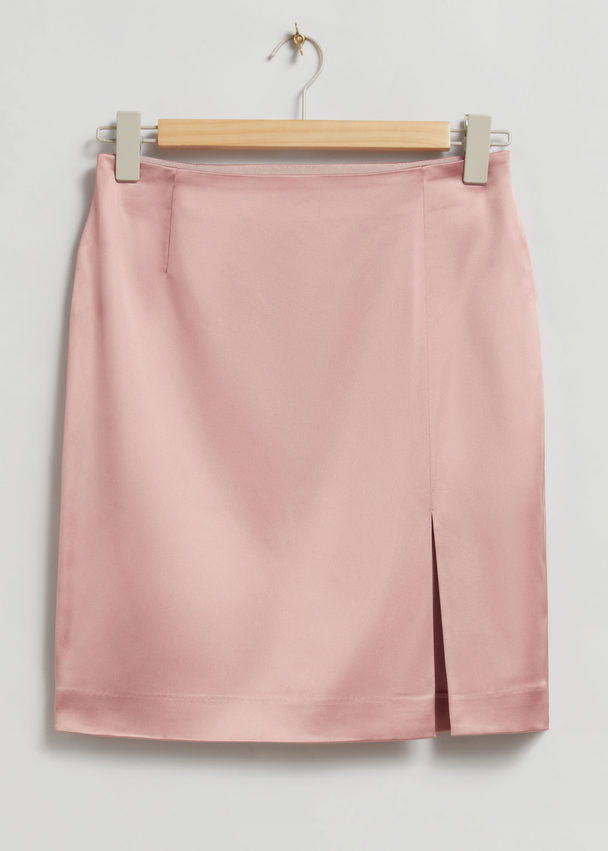 & Other Stories Satin Pencil Skirt Light Pink