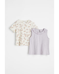 2-pack Cotton Tops Cream/flowers