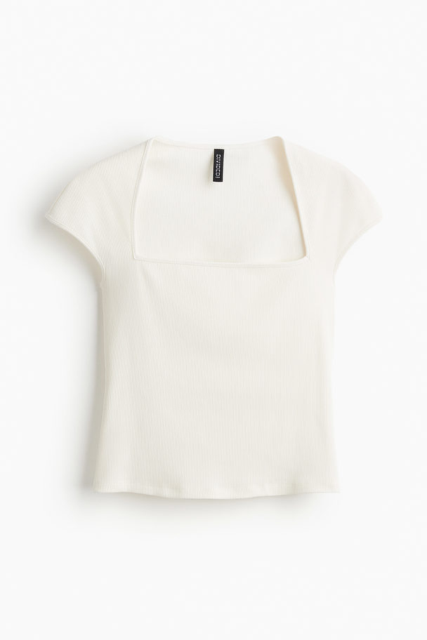 H&M Top Met Kapmouwtjes Roomwit