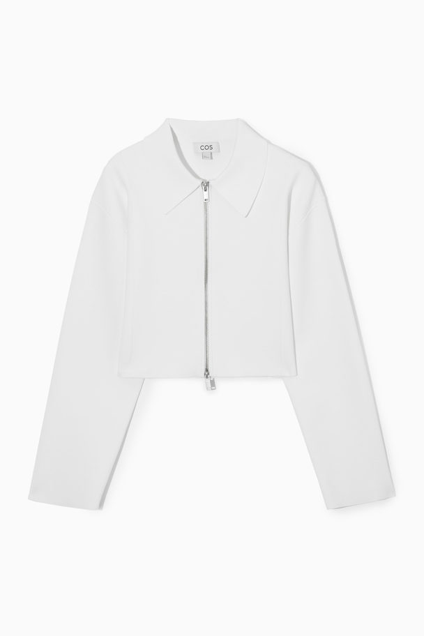 COS Cropped Milano-knit Jacket White