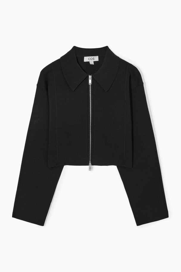 COS Cropped Milano-knit Jacket Black