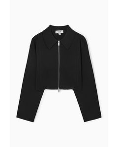 Cropped Milano-knit Jacket Black