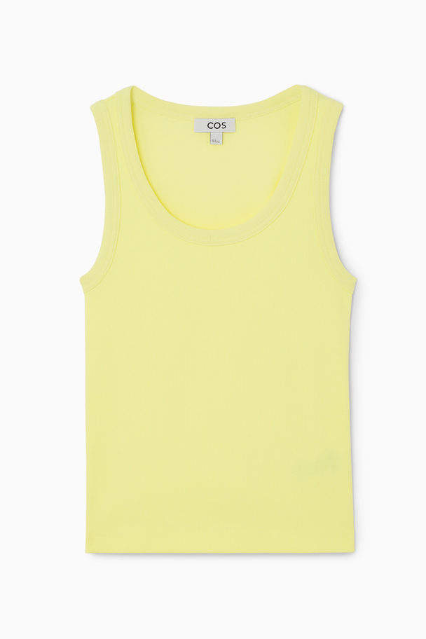 COS Scoop-neck Ribbed Tank Top Light Yellow