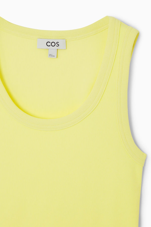 COS Scoop-neck Ribbed Tank Top Light Yellow