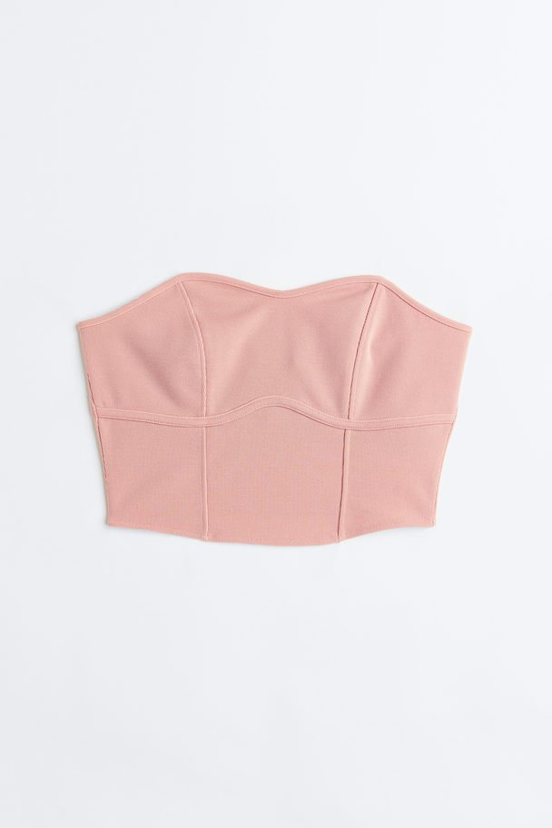 H&M Cropped Bandeau Top Light Pink