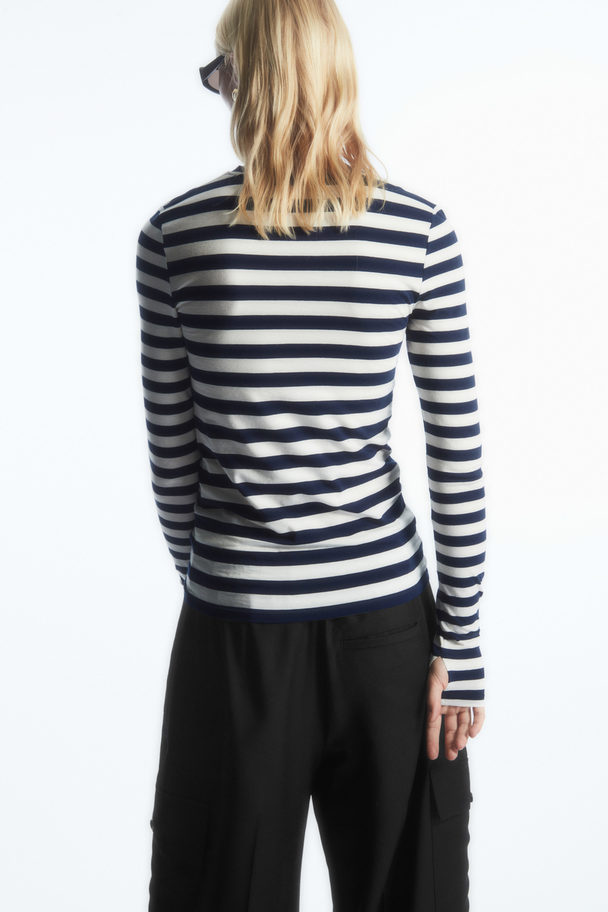 COS Slim-fit Long-sleeve Top Navy / Striped