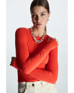 Slim-fit Long-sleeve Top Bright Red