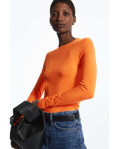 Slim-fit Long-sleeve Top Orange
