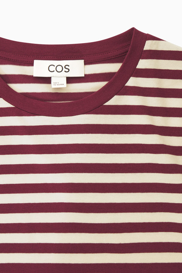 COS Slim-fit Long-sleeve Top White / Burgundy / Striped