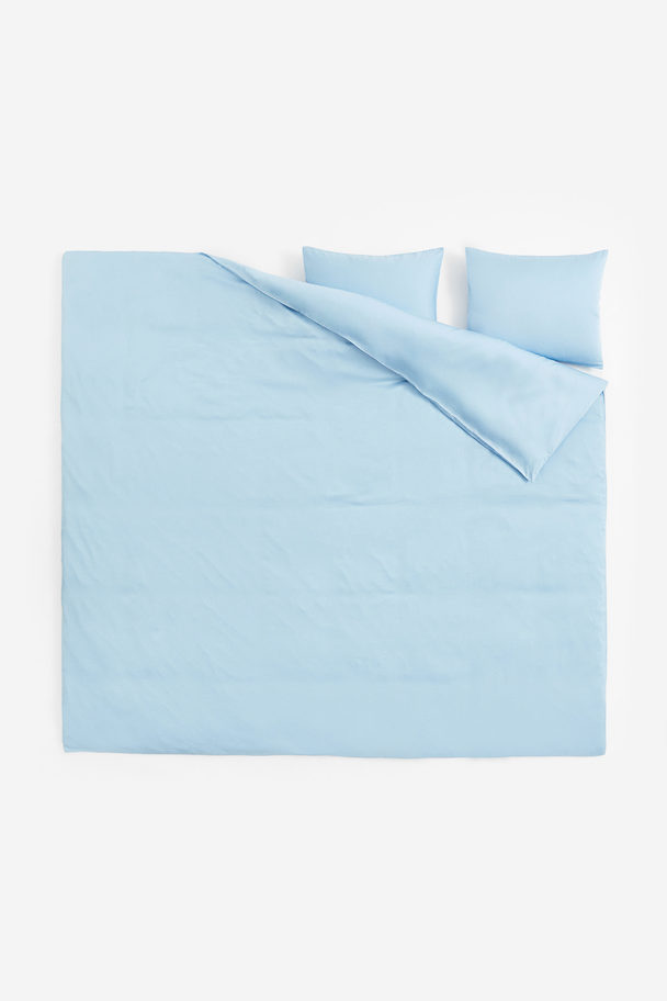 H&M HOME Satinbettwäsche für Doppelbett Hellblau