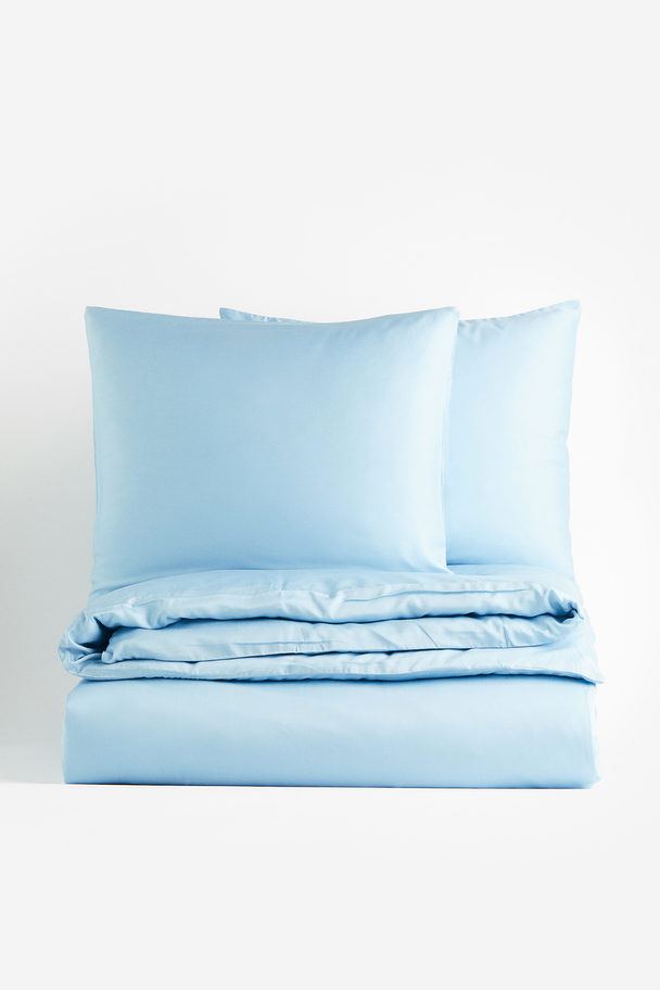 H&M HOME Satinbettwäsche für Doppelbett Hellblau