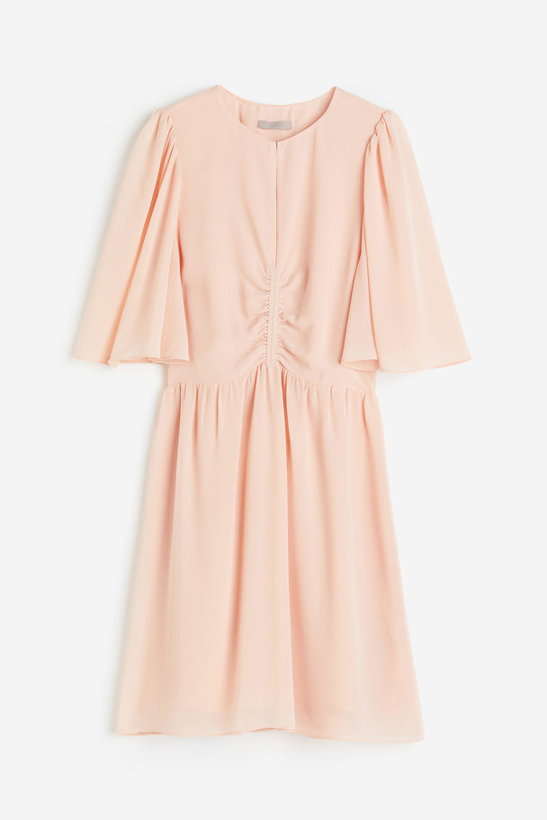 H&M Kleid mit Butterfly-Ärmeln Puderrosa