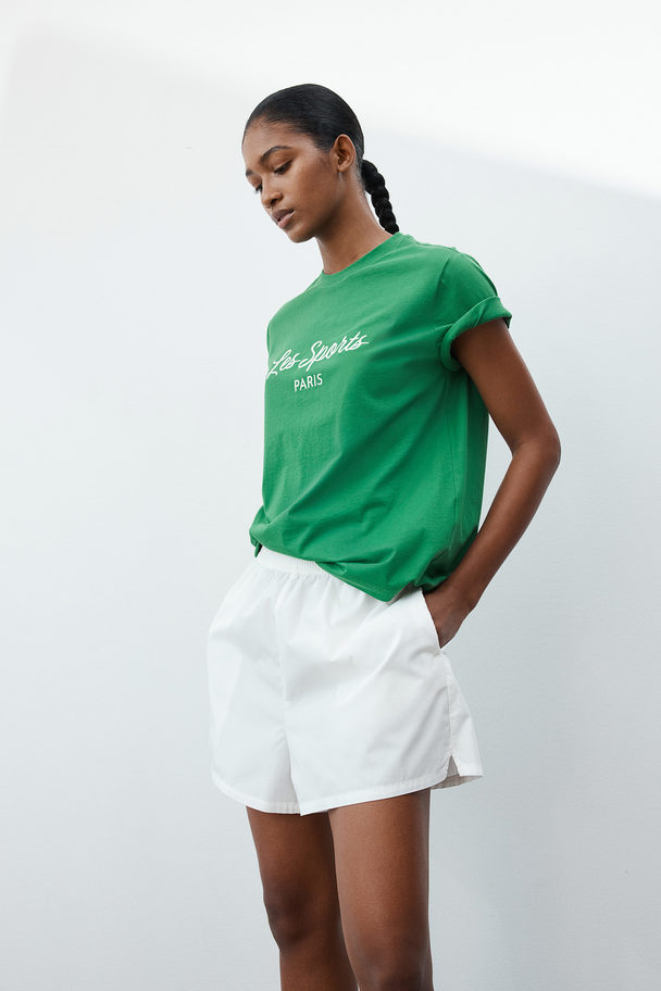 H&M T-Shirt mit Motivprint Grün/Les Sports