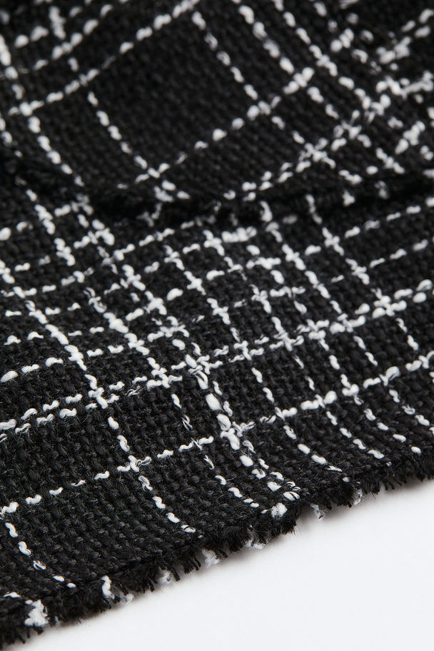 H&M Fringe-trimmed Crop Top Black/checked