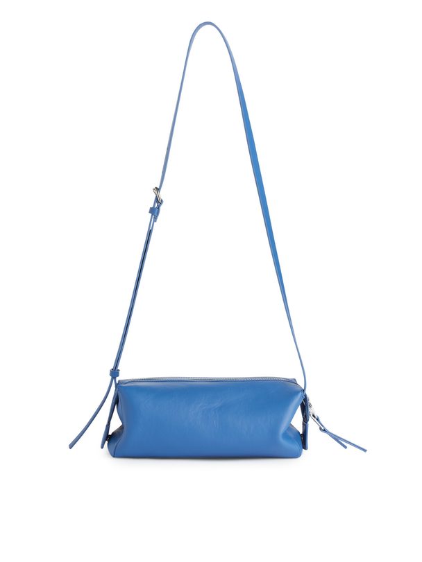 ARKET Boxy Crossbody Leather Bag Mid Blue