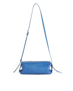 Boxy Crossbodytas Van Leer Mid-blauw