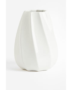 Große Vase aus Steingut Weiß
