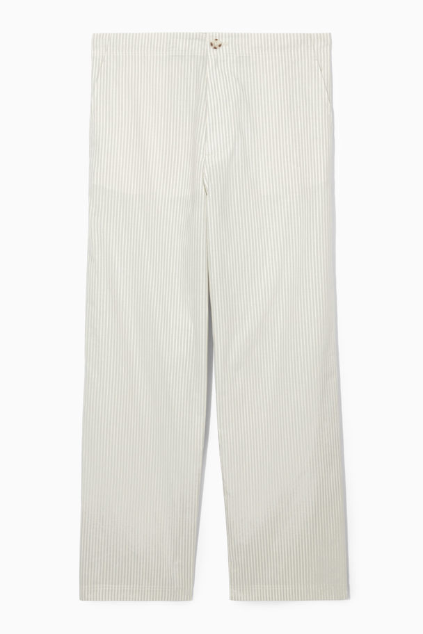 COS Straight-leg Poplin Trousers Cream / Striped