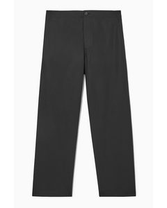 Straight-leg Poplin Trousers Black