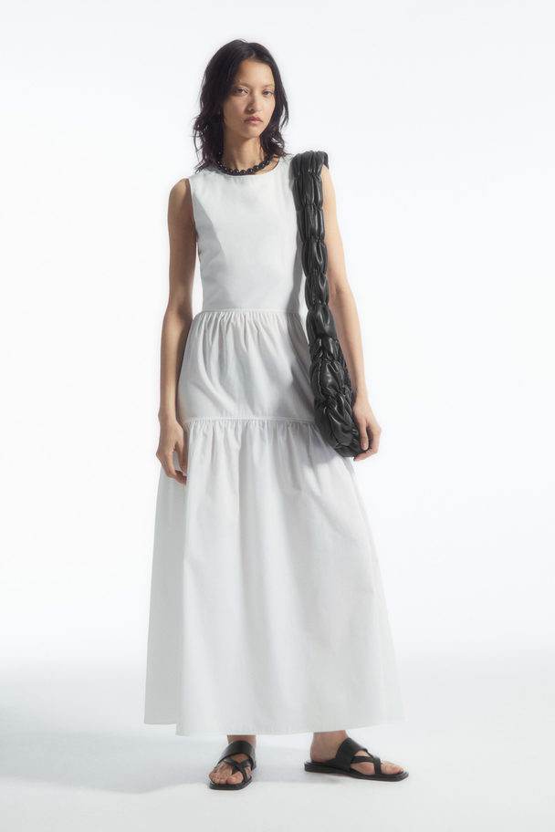 COS Open-back Tiered Midi Dress White