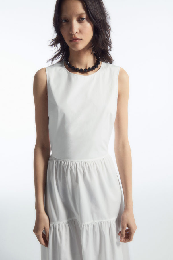 COS Open-back Tiered Midi Dress White