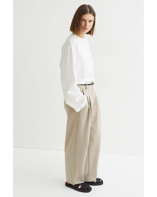 H&M Tailored Jersey Trousers Beige
