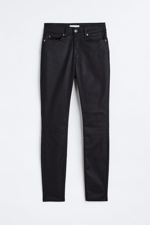H&M Coated Skinny High Jeans Black