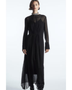 Polka-dot Silk-chiffon Midi Dress Black