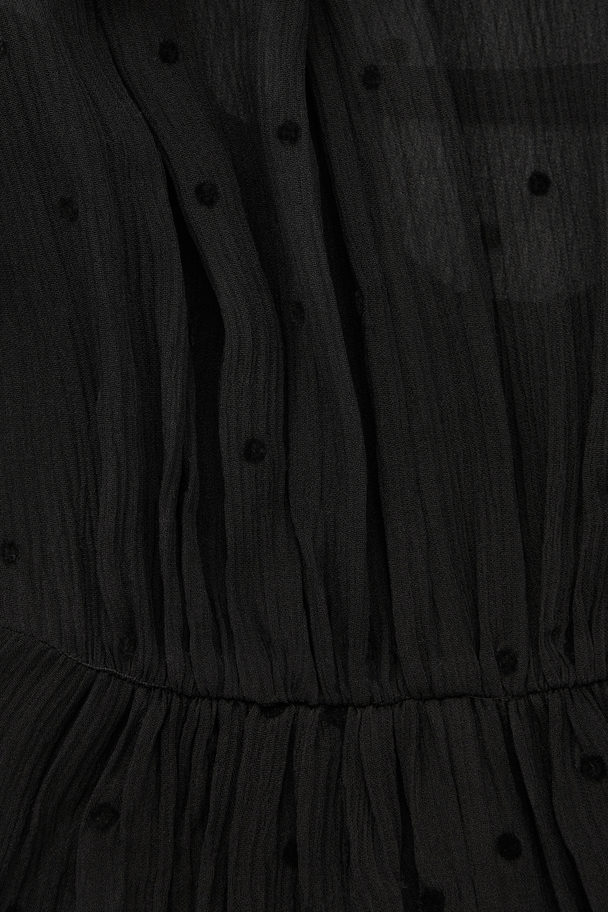 COS Polka-dot Silk-chiffon Midi Dress Black
