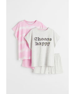 2-pack Pyjamas I Bomull Ljusrosa/choose Happy