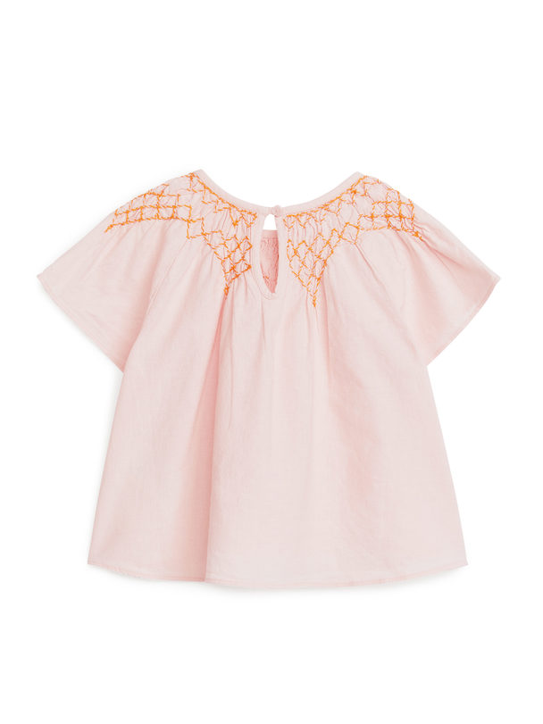 ARKET Embroidered Linen Blouse Pink