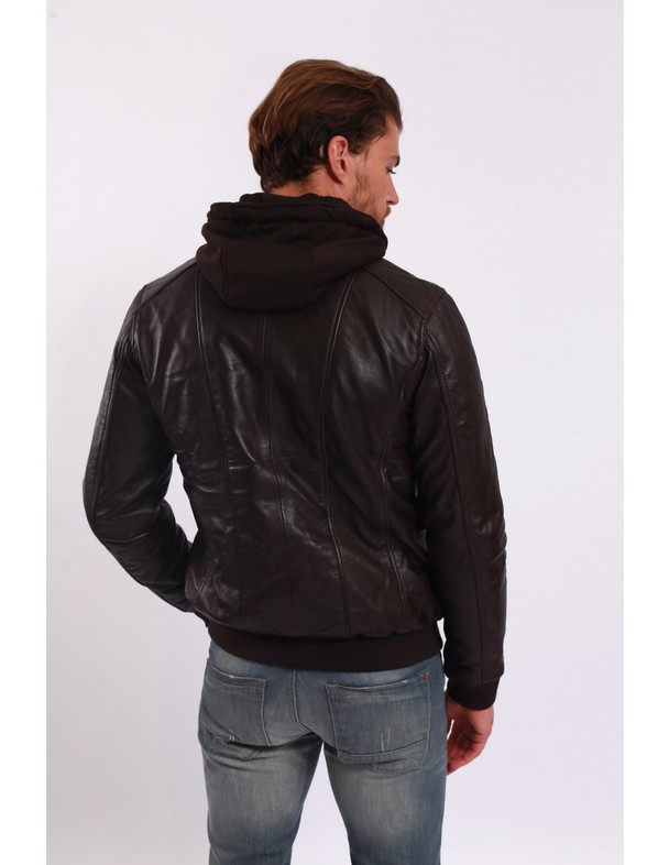 Lee Cooper Hooded Leather Jacket Benedeton