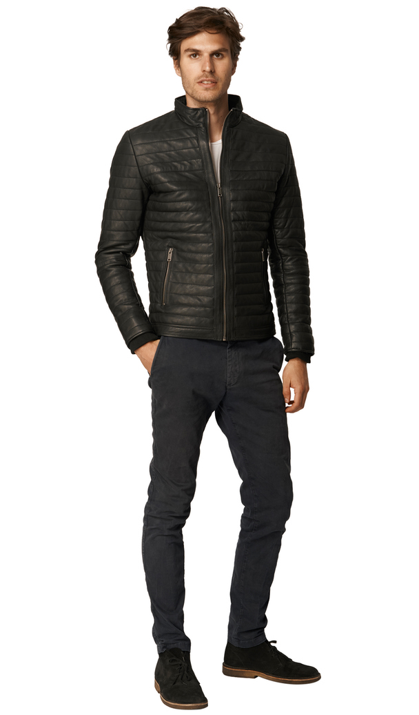 Lee Cooper Quilted Leather Jacket Bertrand