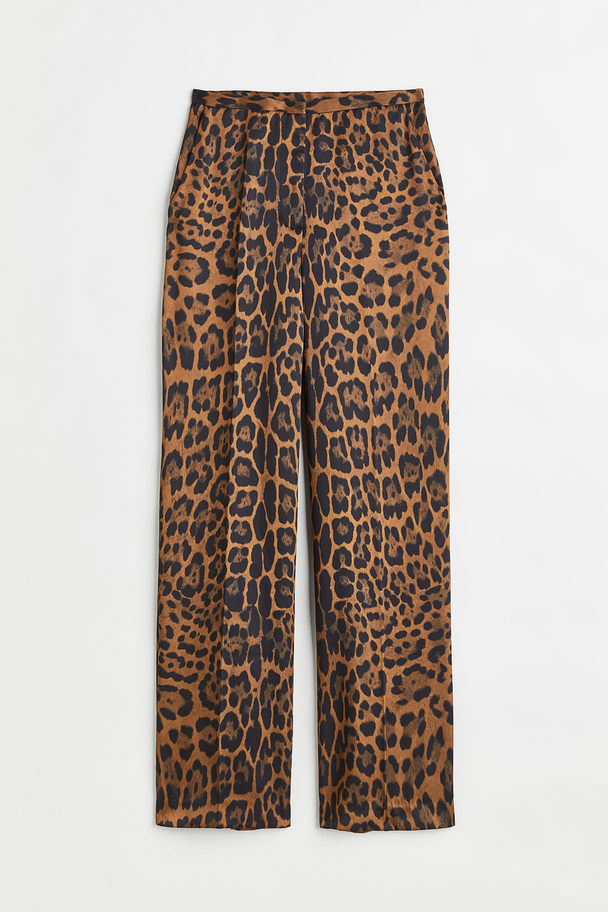 H&M Tailored Trousers Light Brown/leopard Print